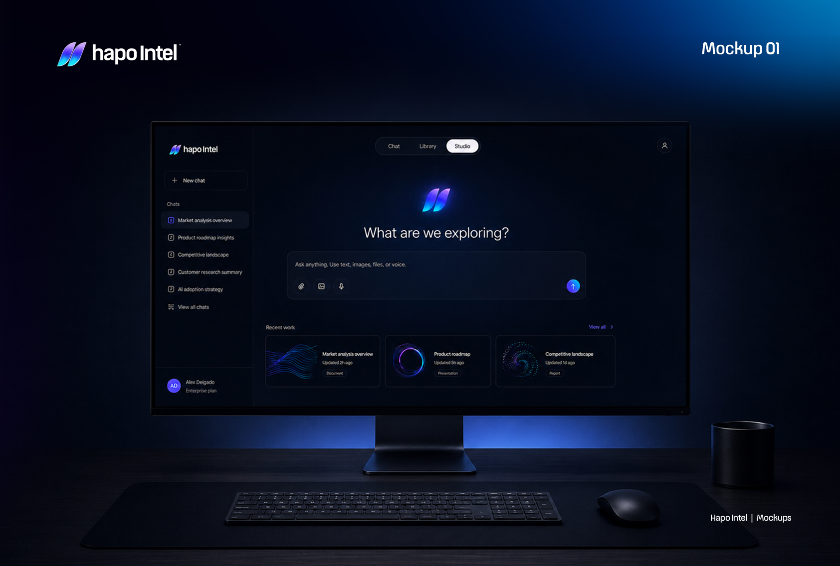 Desktop dashboard — hapo Intel product interface